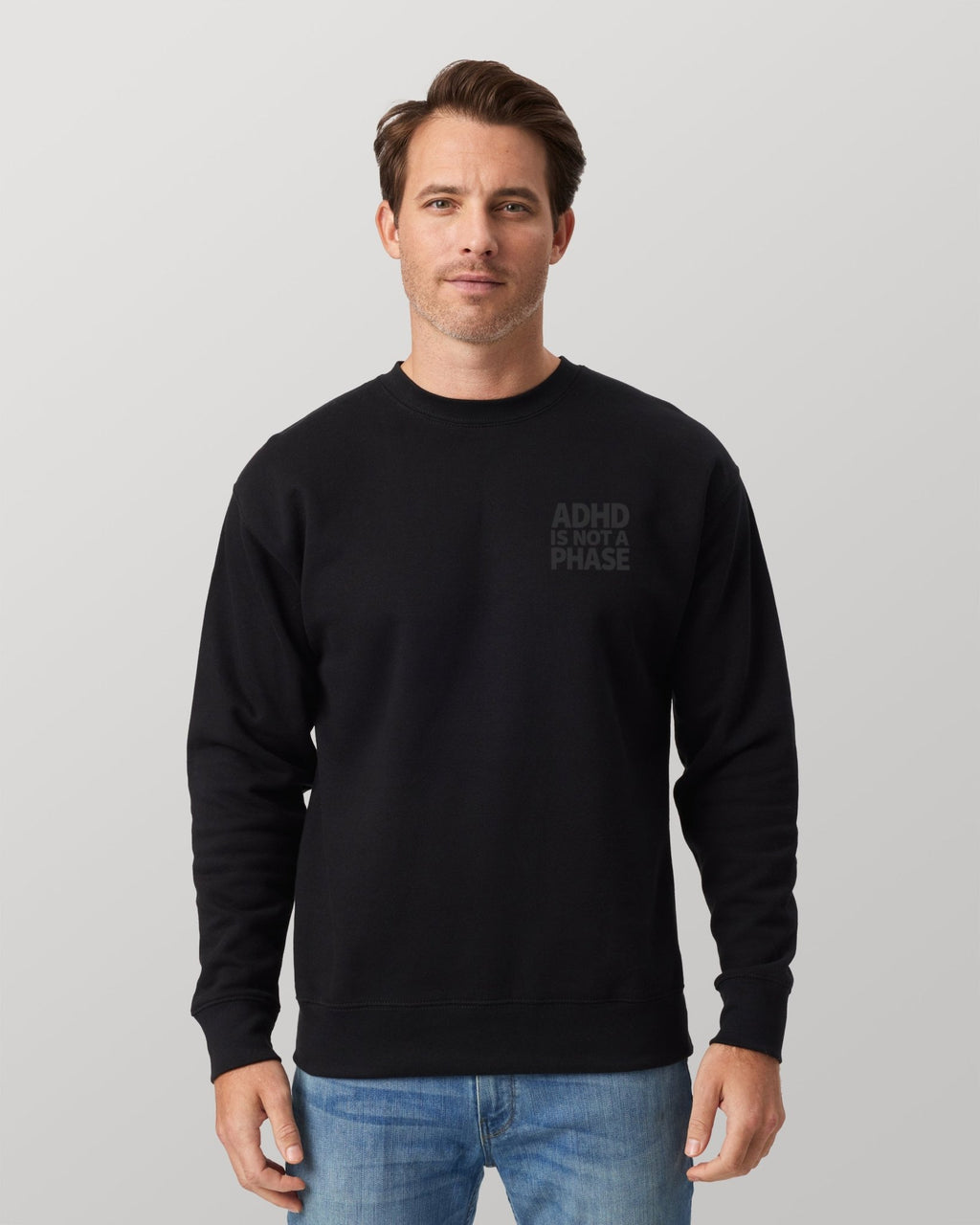 ADHD Is Not a Phase - Premium Unisex Sweatshirt (Black) - Little Jerk Society