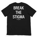 Black t-shirt with the text 'BREAK THE STIGMA' printed on the back.
