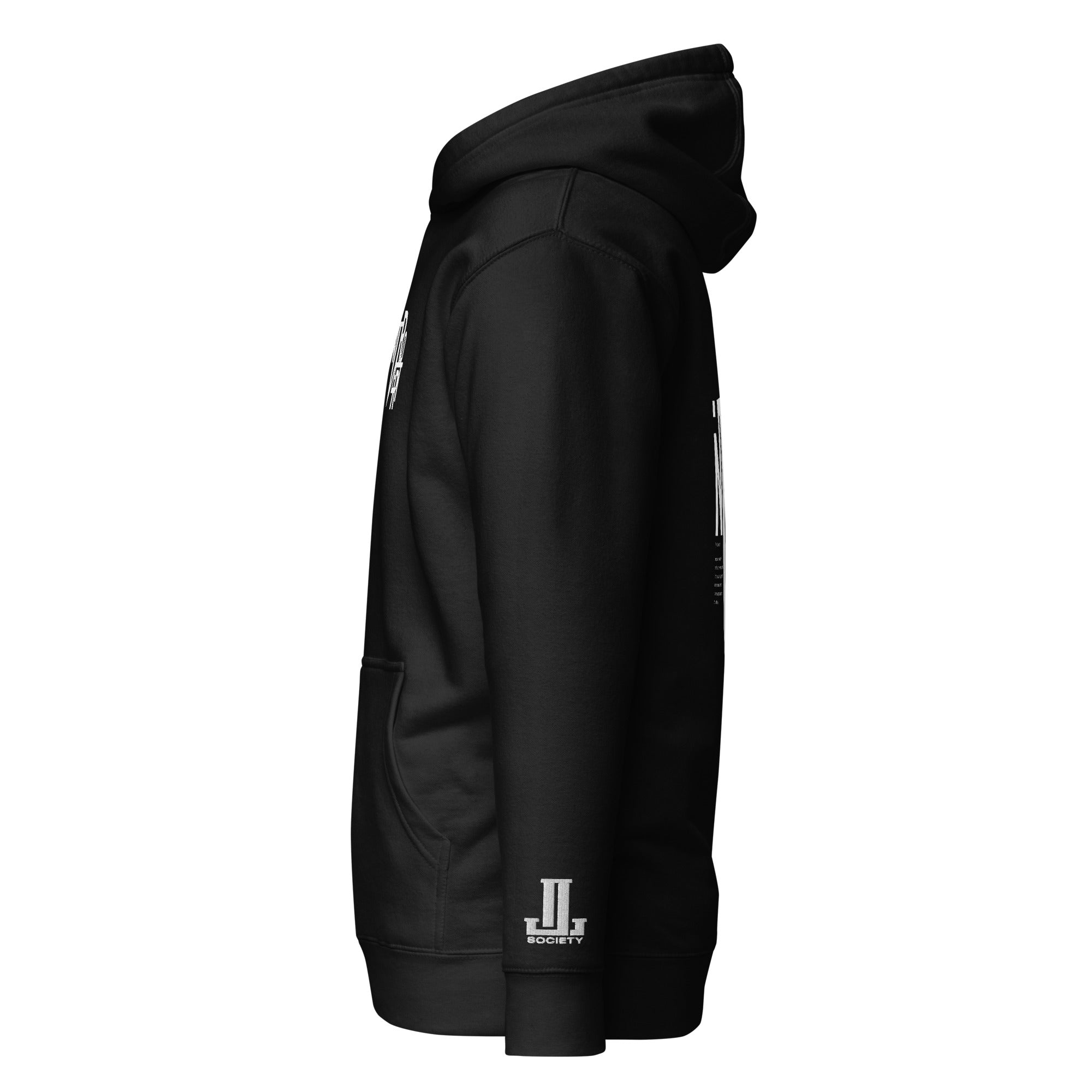 Black hoodie viewed from the side