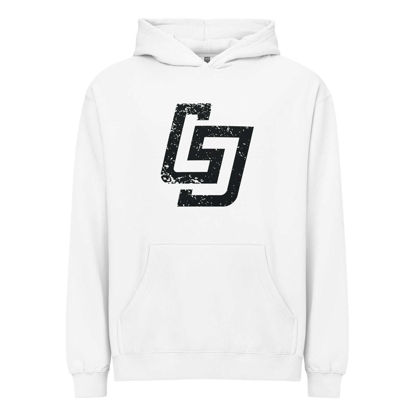 LJS Distressed Monogram Box Hoodie (White) - Little Jerk Society