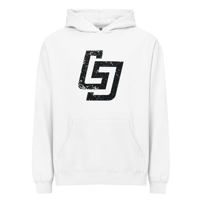 LJS Distressed Monogram Box Hoodie (White) - Little Jerk Society