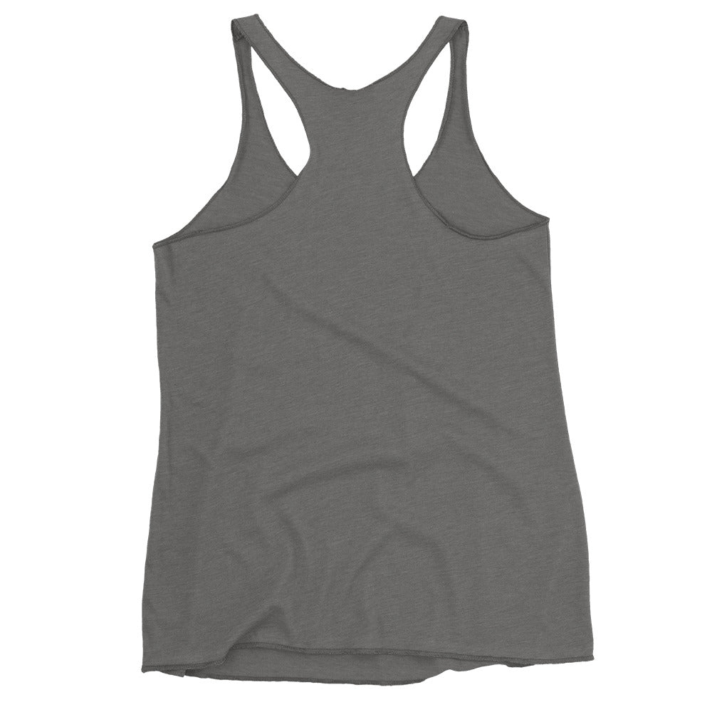 Gray women's tank top with a racerback design