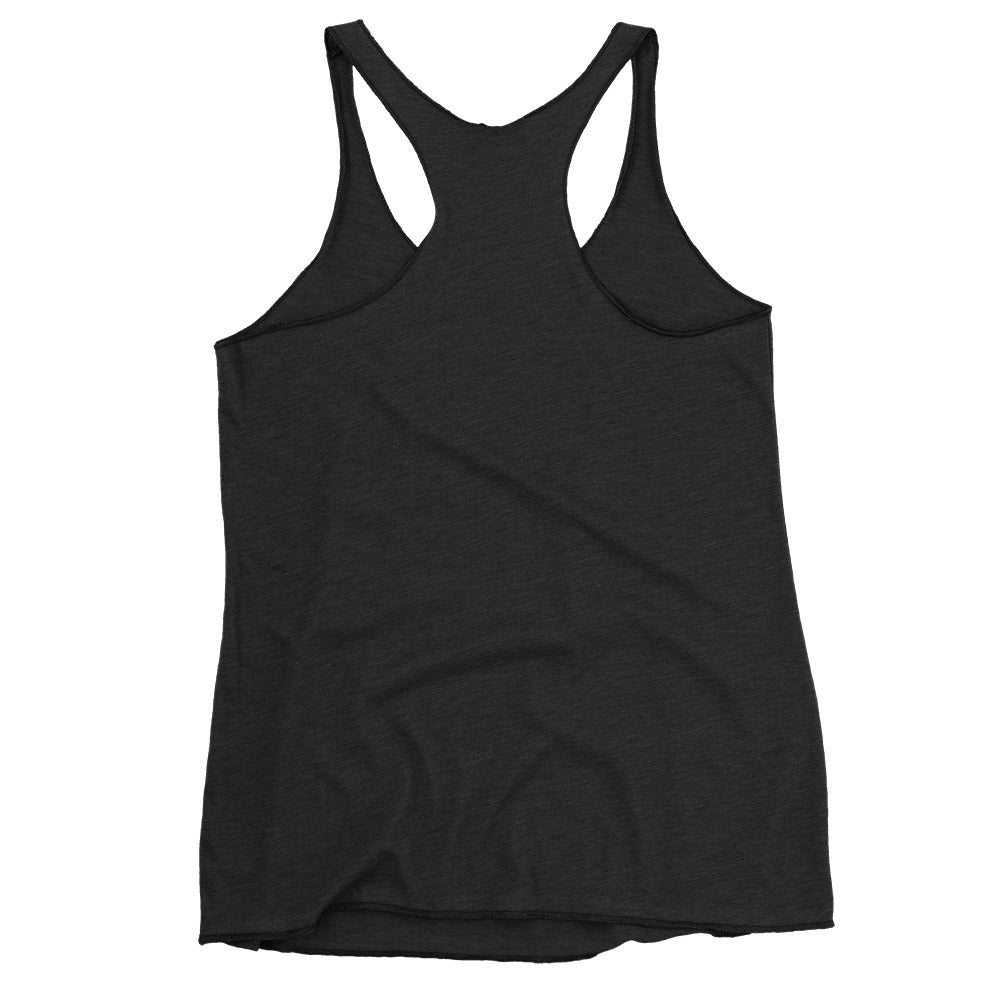 Black sleeveless tank top with a racerback design